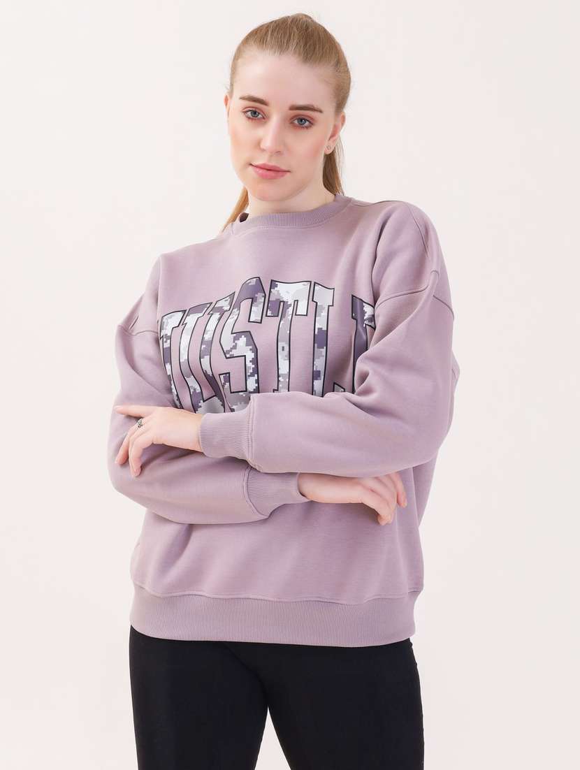 women printed long sleeves oversized sweatshirt