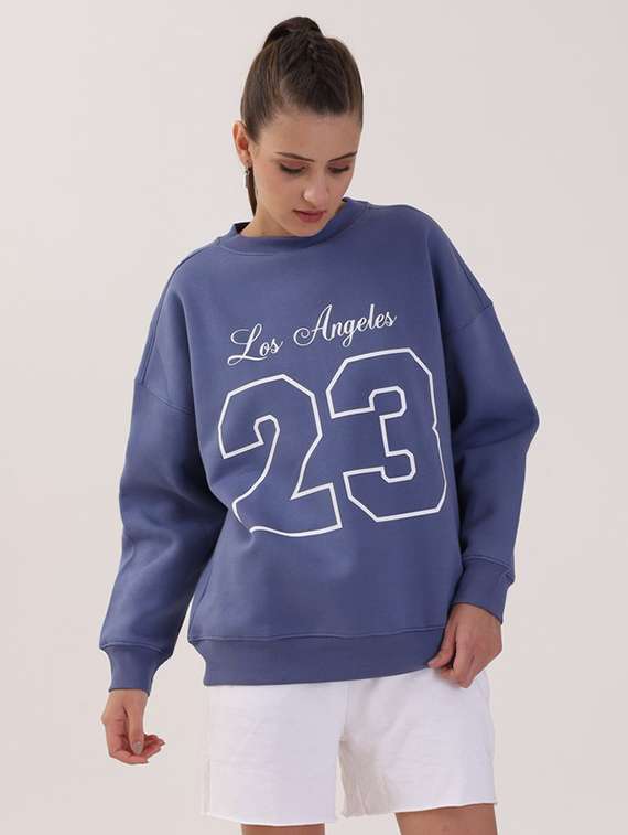 women printed long sleeves oversized sweatshirt