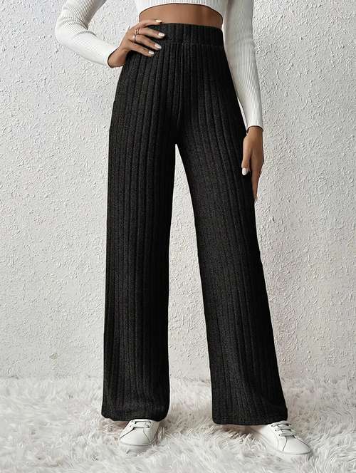 women solid high rise wide leg trouser - 21764162 -  Standard Image - 0