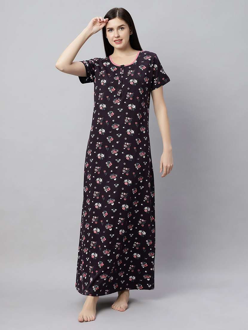 women printed short sleeves nighty - 21764229 -  Standard Image - 2
