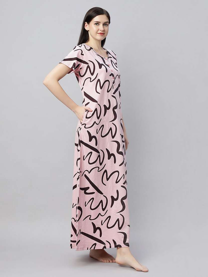 women printed short sleeves nighty - 21764230 -  Standard Image - 2