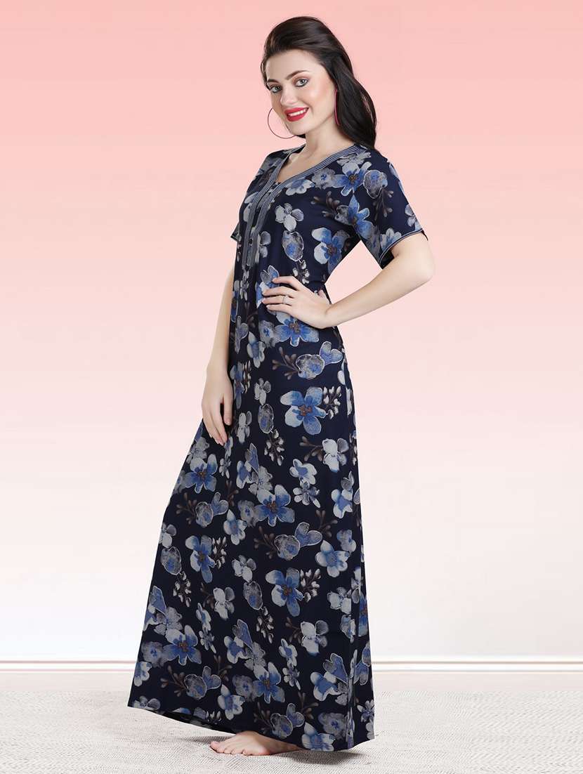 women floral print short sleeves nighty - 21764234 -  Standard Image - 2