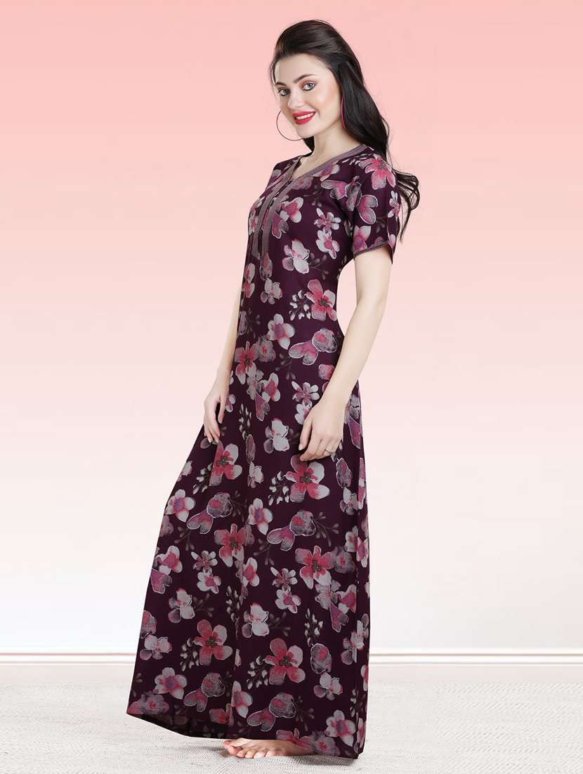 women floral print short sleeves nighty - 21764235 -  Standard Image - 2