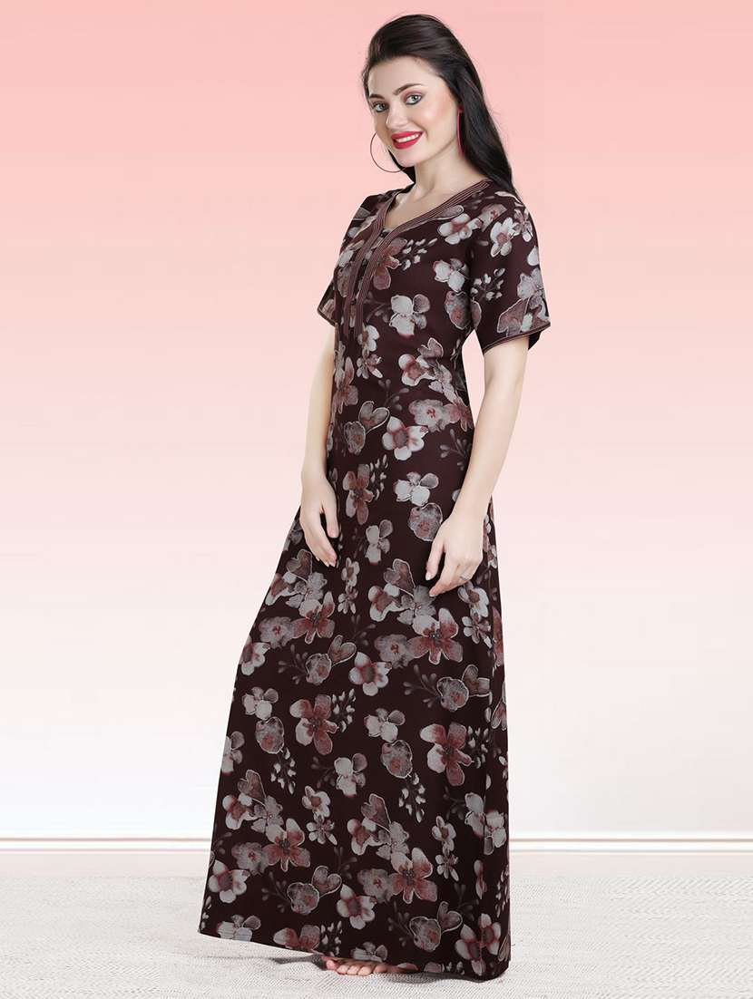 women floral print short sleeves nighty - 21764236 -  Standard Image - 2