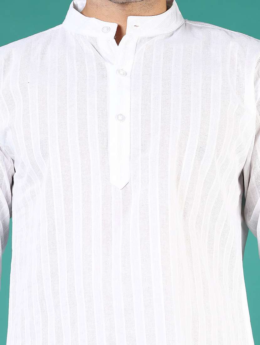 men striped long sleeve short kurta - 21764258 - Standard Image - 2