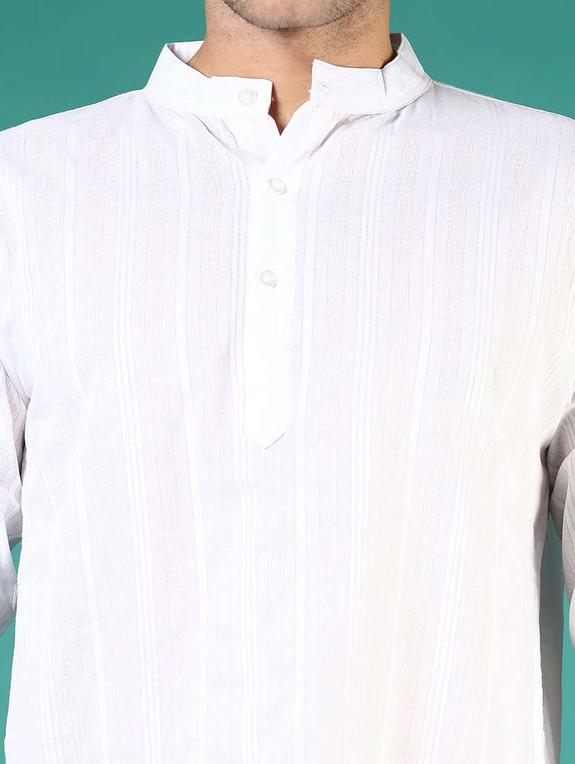 men striped mandarin neck short kurta - 21764259 -  Standard Image - 2