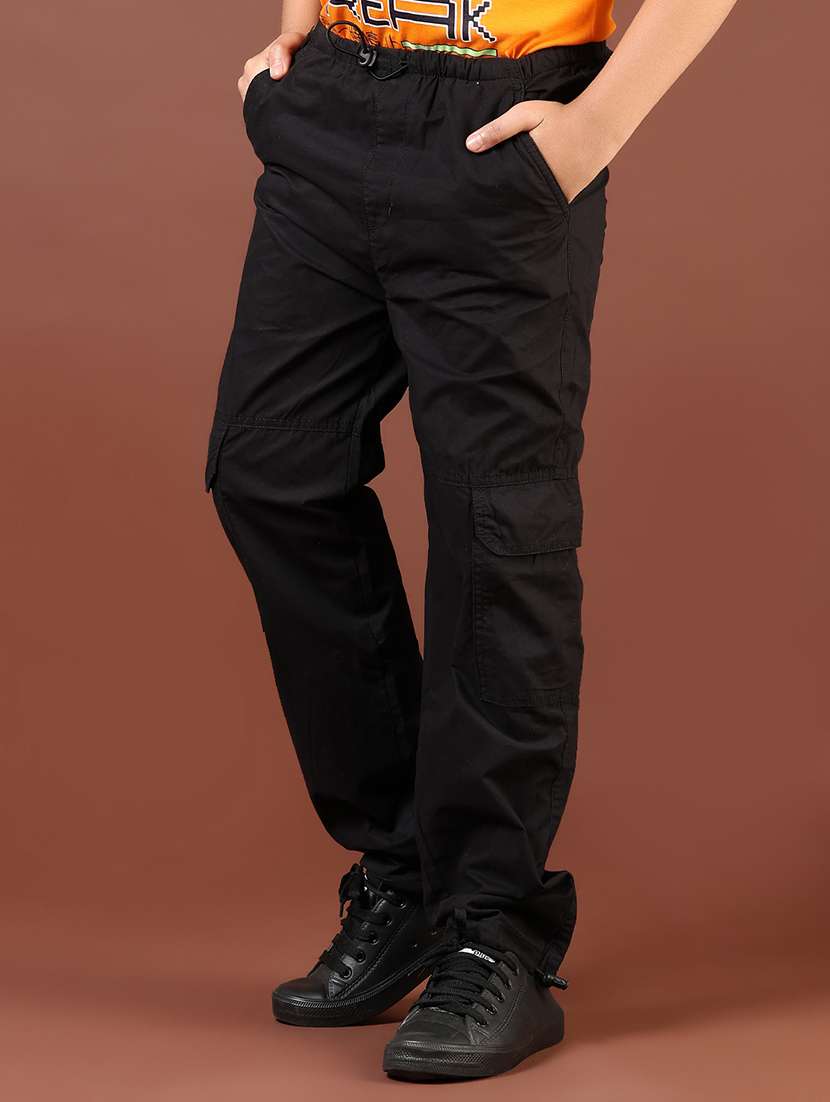 boys solid mid rise relaxed fit cargo - 21764268 -  Standard Image - 2