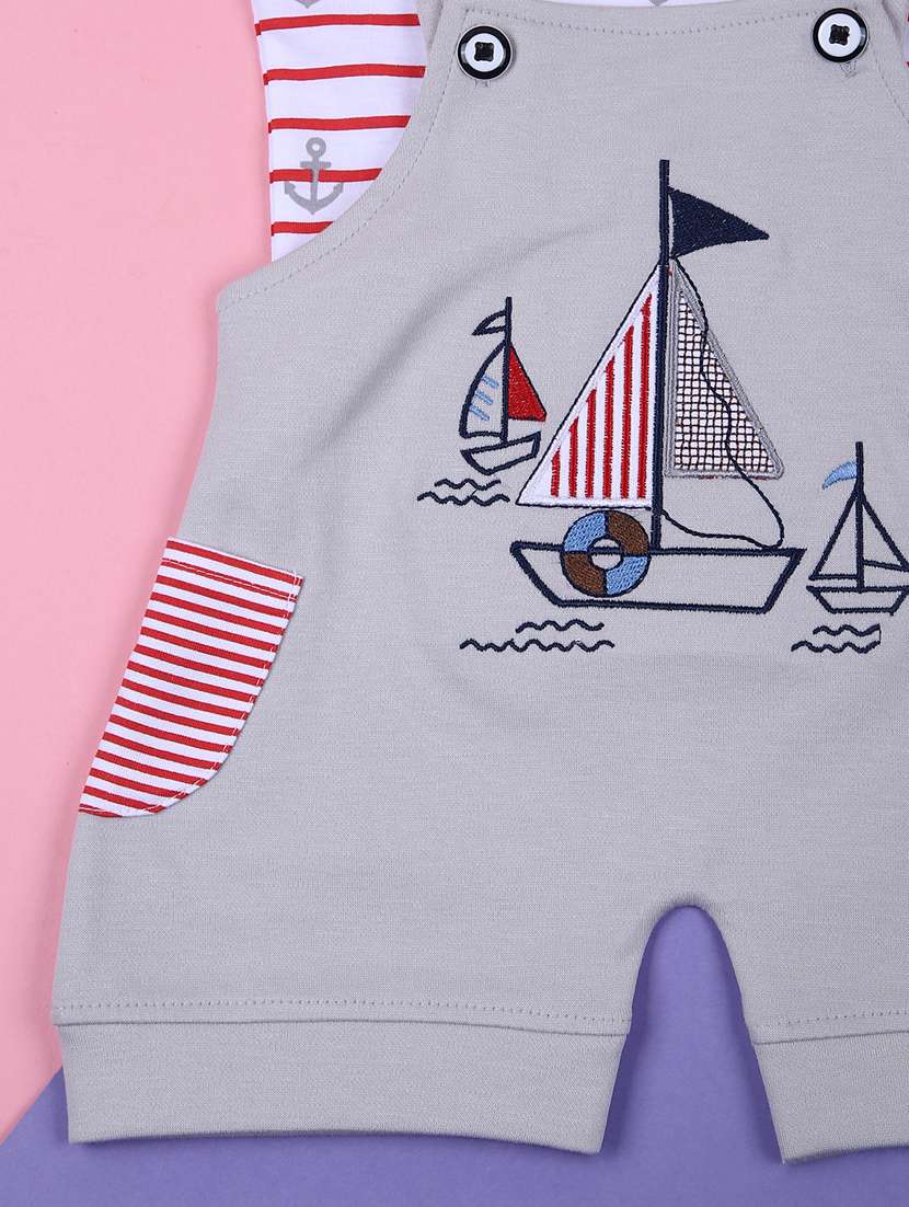 boys printed t-shirt with dungree - 21764321 - Standard Image - 2