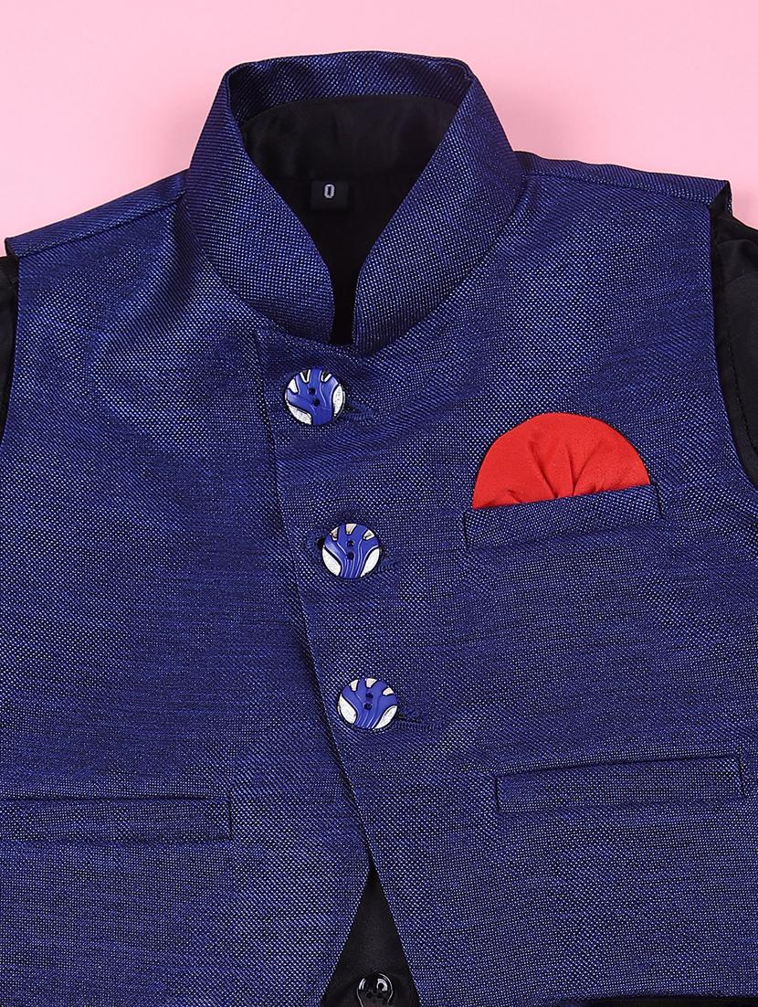 boys solid shirt and trouser with wasitcoat - 21764411 - Standard Image - 2