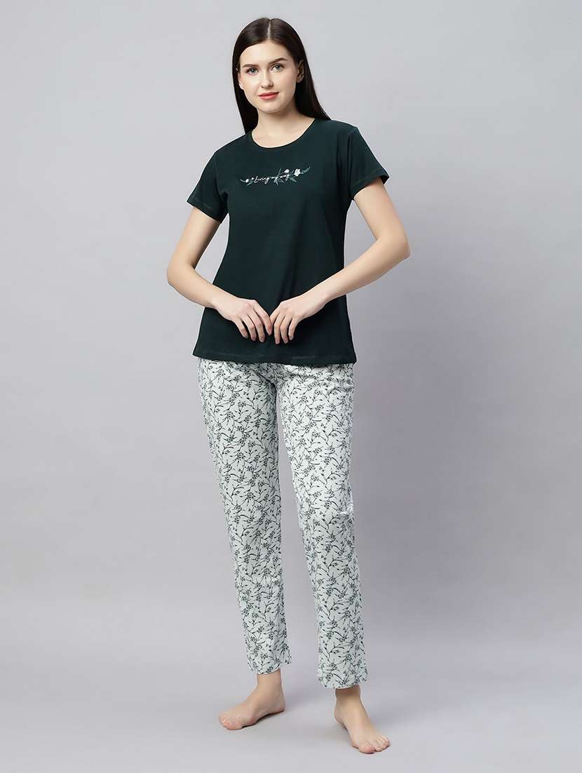 women printed nightwear pyjama set