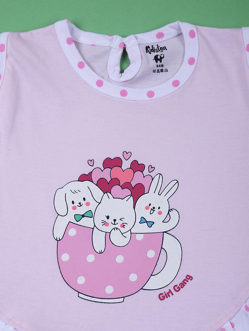 girls pink printed frock with bloomer - 21764591 - Standard Image - 2