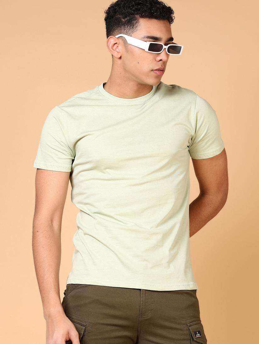 men solid short sleeves slim fit t-shirt