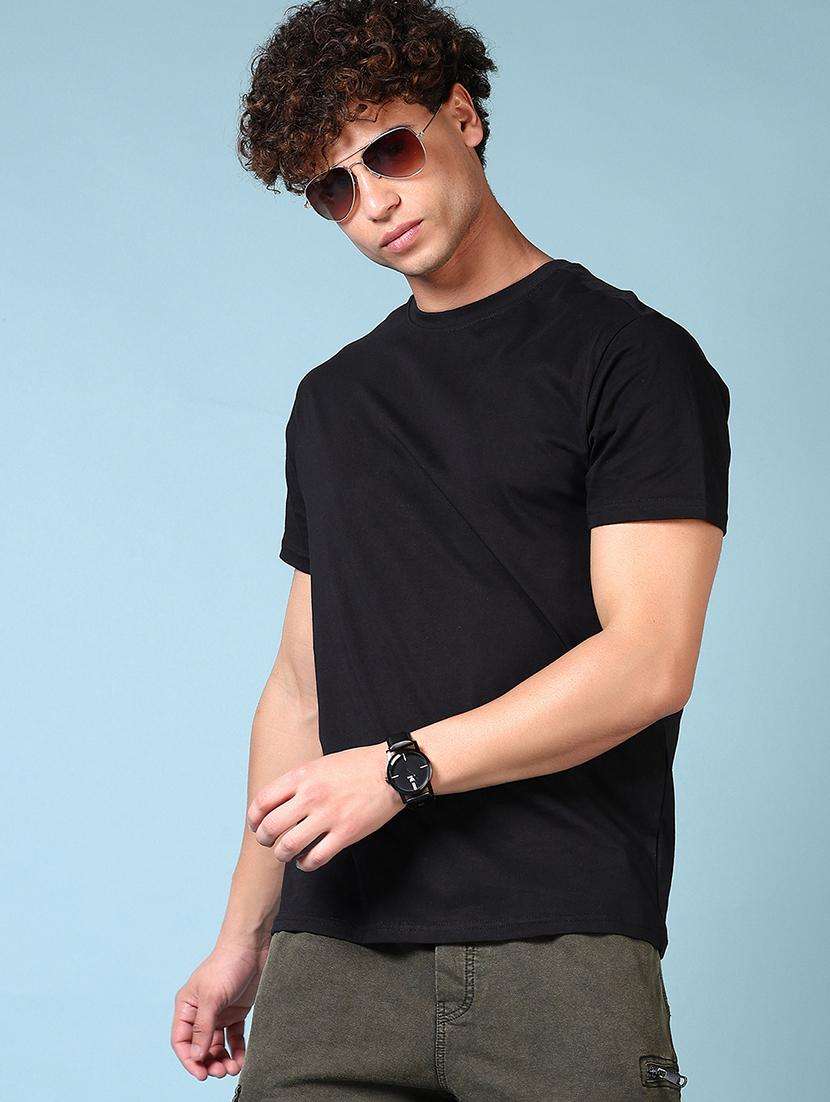 men solid short sleeves regular fit t-shirt