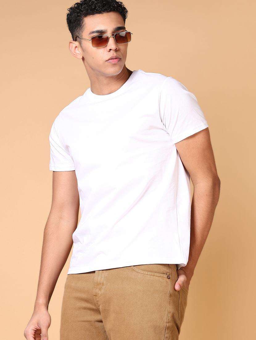 men solid short sleeves regular fit t-shirt