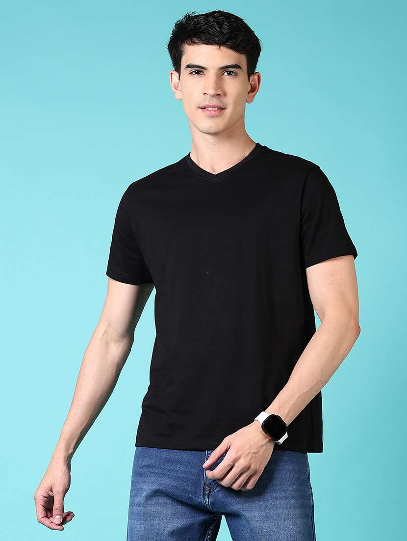 men solid short sleeves regular fit t-shirt