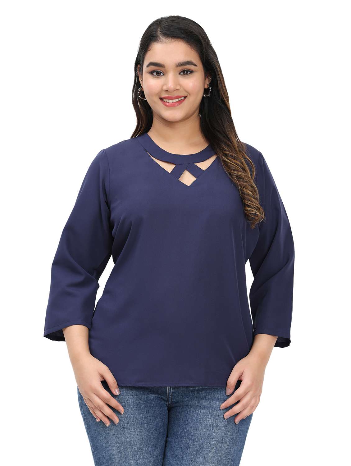 women plus size solid long sleeves top - 21764924 -  Zoom Image - 0