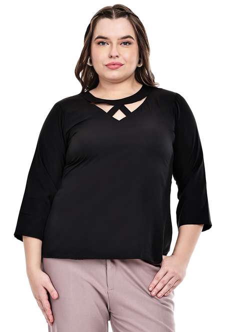 women plus size solid round neck top - 21764938 - Standard Image - 0