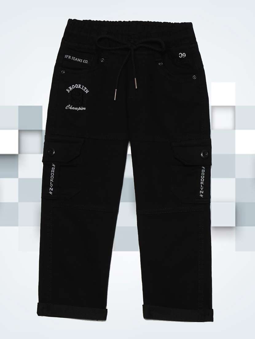 boys mid rise plain relaxed fit jean