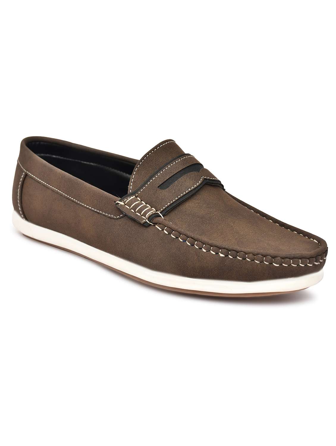 men brown slip on loafer