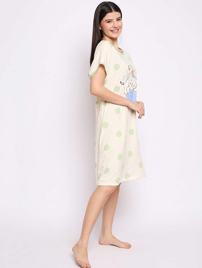 women printed round neck short sleeves sleepshirt - 21765133 -  Standard Image - 2
