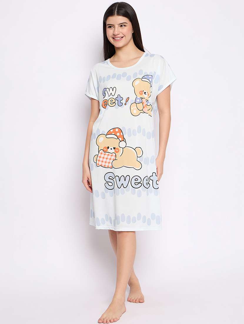 women printed round neck short sleeves sleepshirt - 21765136 -  Standard Image - 2