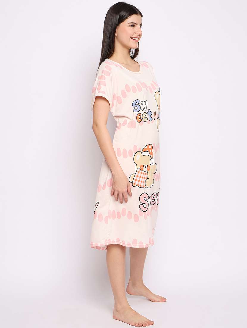 women printed round neck short sleeves sleepshirt - 21765138 -  Standard Image - 2