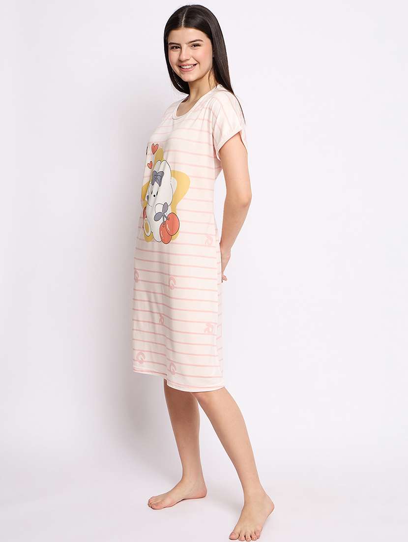 women printed round neck short sleeves sleepshirt - 21765140 -  Standard Image - 2