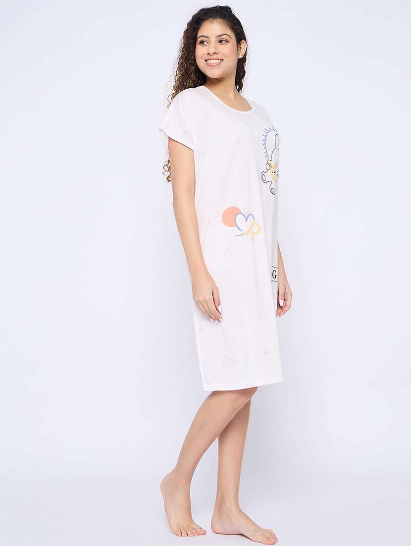 women printed round neck short sleeves sleepshirt - 21765147 -  Standard Image - 2