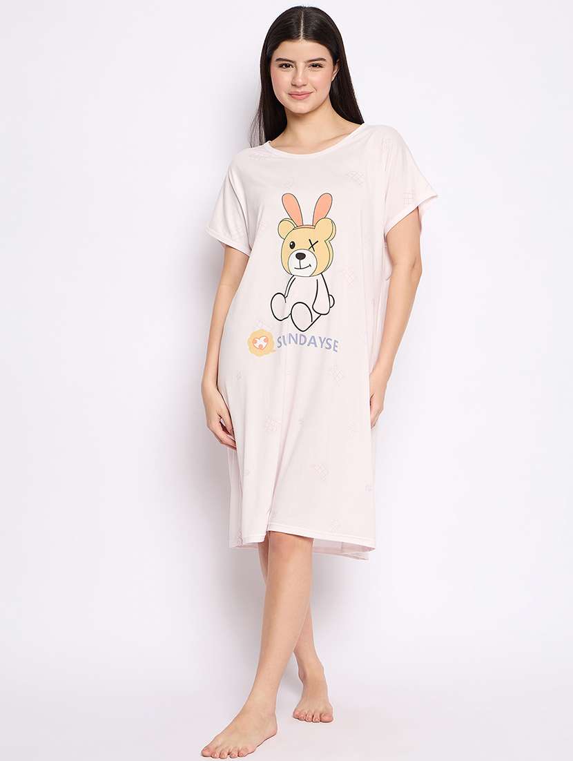 women printed round neck short sleeves sleepshirt - 21765148 -  Standard Image - 2