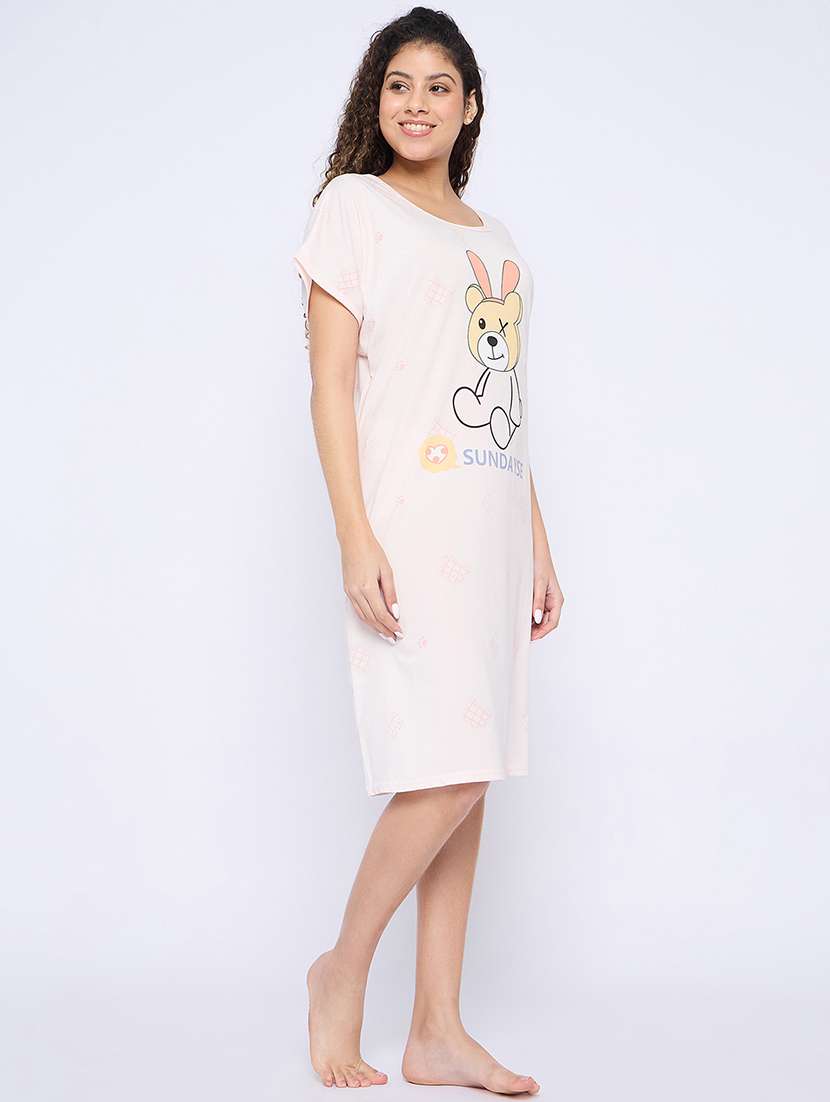 women printed round neck short sleeves sleepshirt - 21765149 -  Standard Image - 2