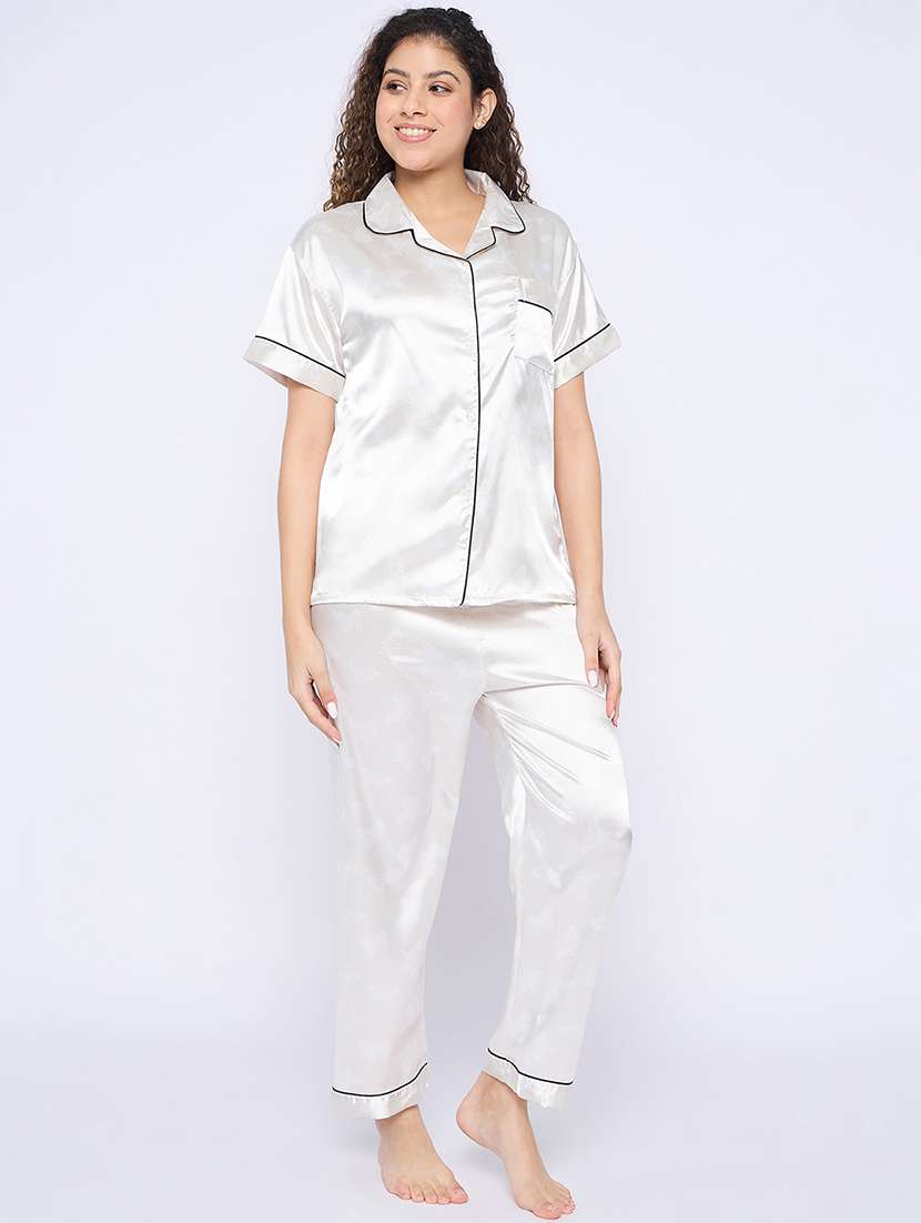 women solid nightwear pyjama set - 21765278 -  Standard Image - 2