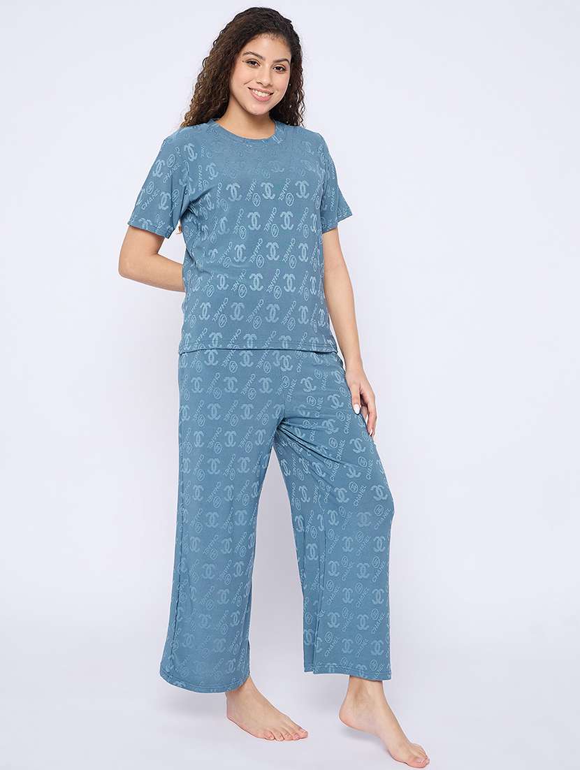 women printed nightwear pyjama set - 21765301 -  Standard Image - 2