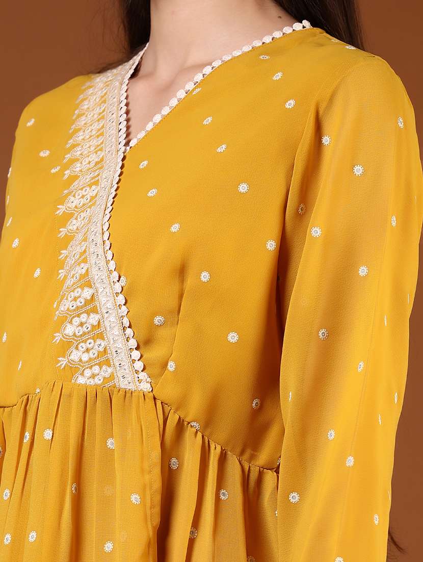 women's angrakha mustard embroidered kurta sharara set - 21765385 - Standard Image - 2
