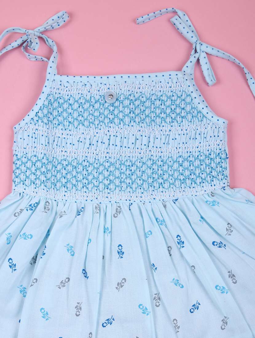 girls floral printed shoulder strap frock - 21765434 - Standard Image - 2