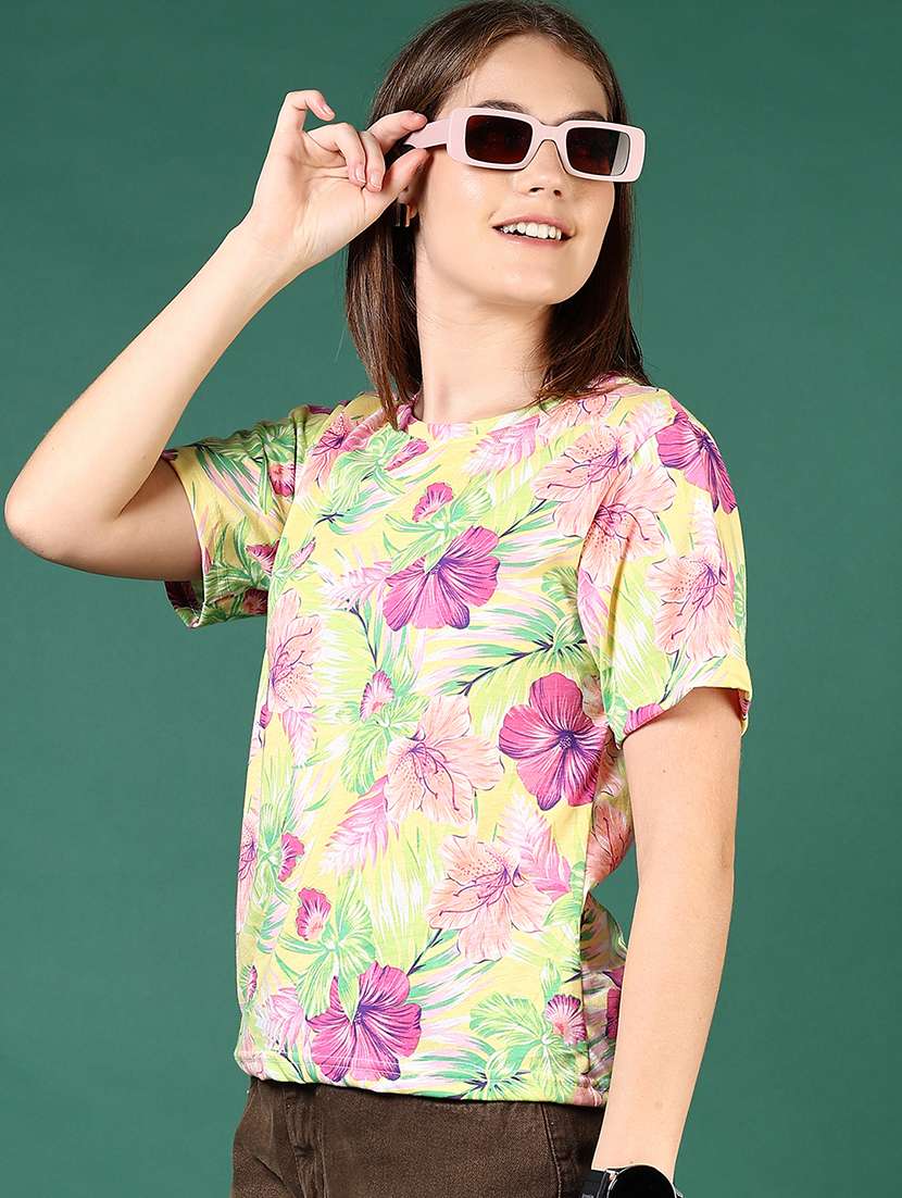 women printed short sleeve regular fit t-shirt