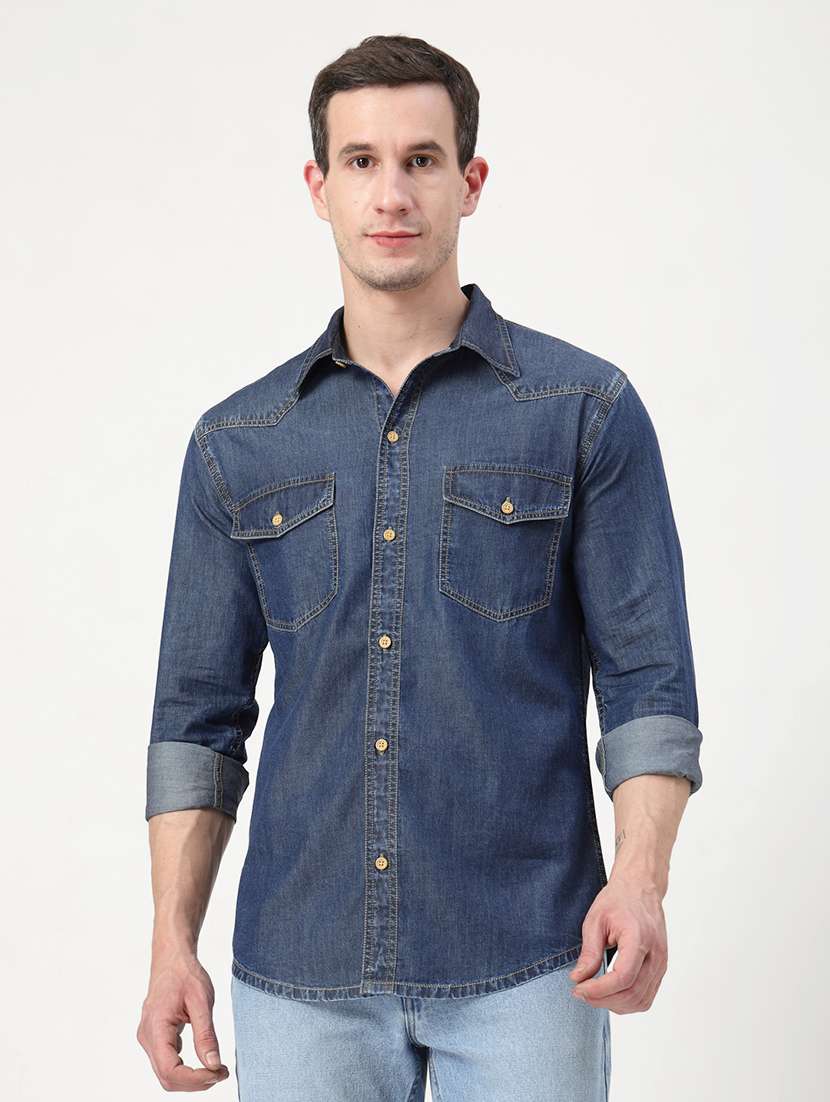 men solid collared long sleeves casual shirt - 21765477 - Zoom Image - 0