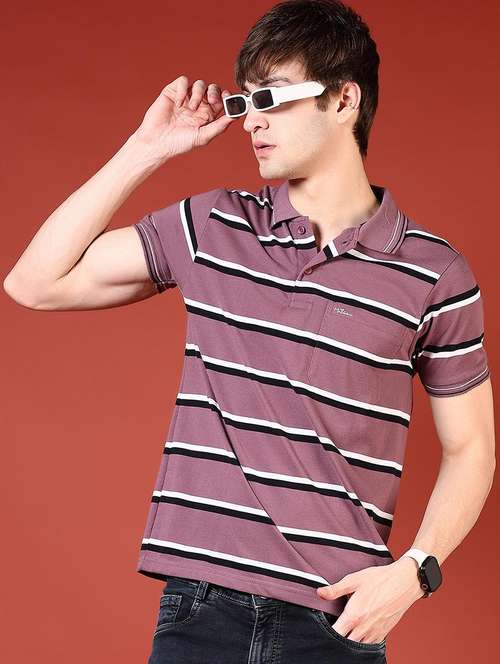 men striped short sleeve regular fit polo t-shirt - 21765514 - Standard Image - 0