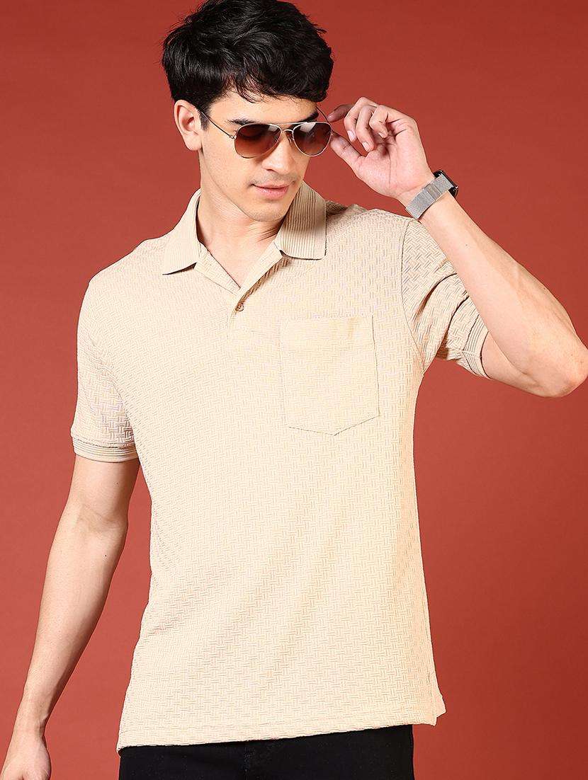 men self design short sleeve regular fit polo t-shirt