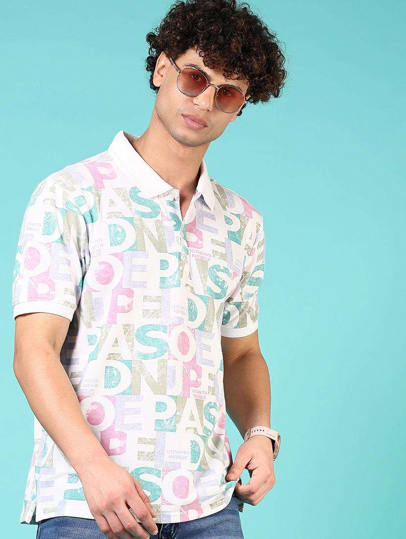 men printed short sleeve regular fit polo t-shirt