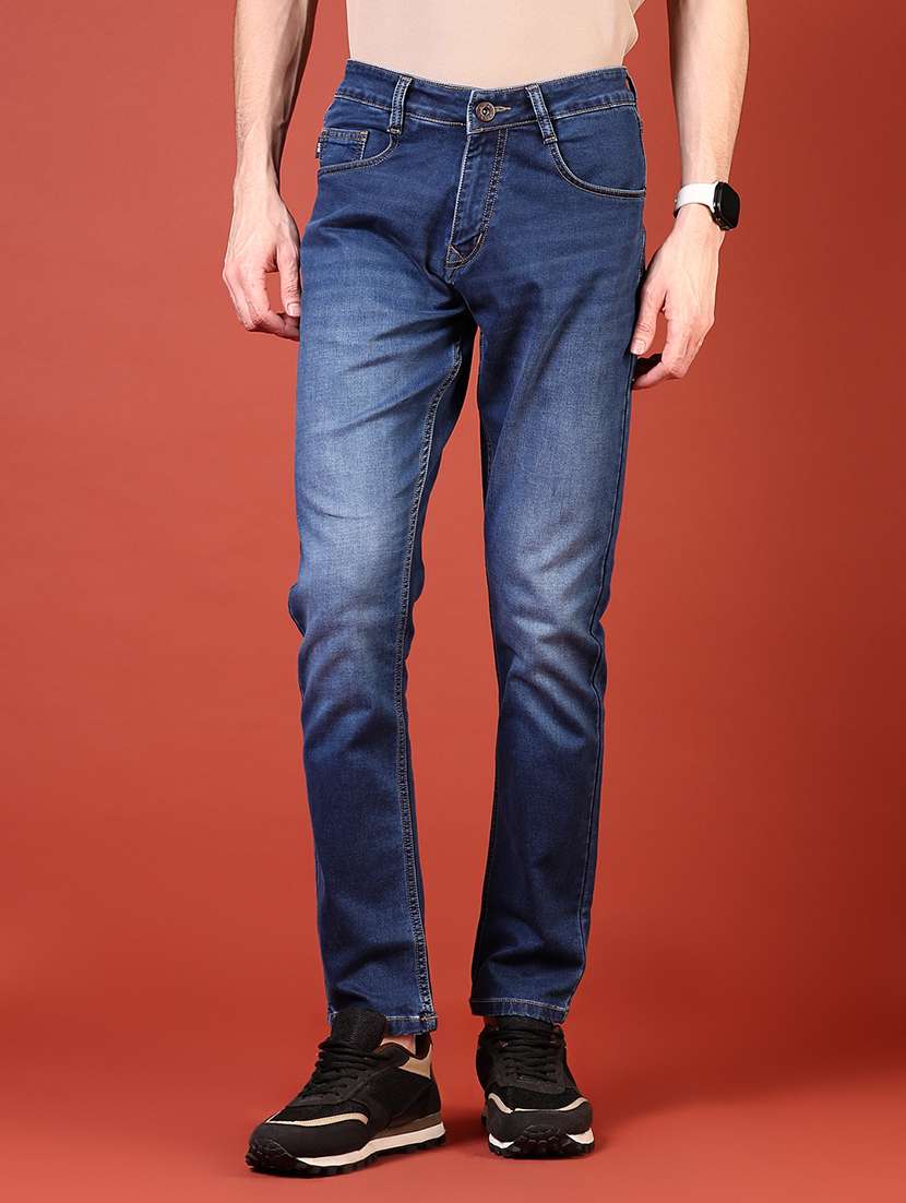 men solid mid rise slim fit jean