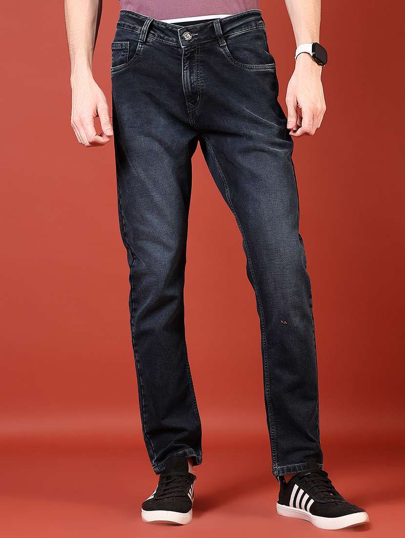 men solid mid rise slim fit jean