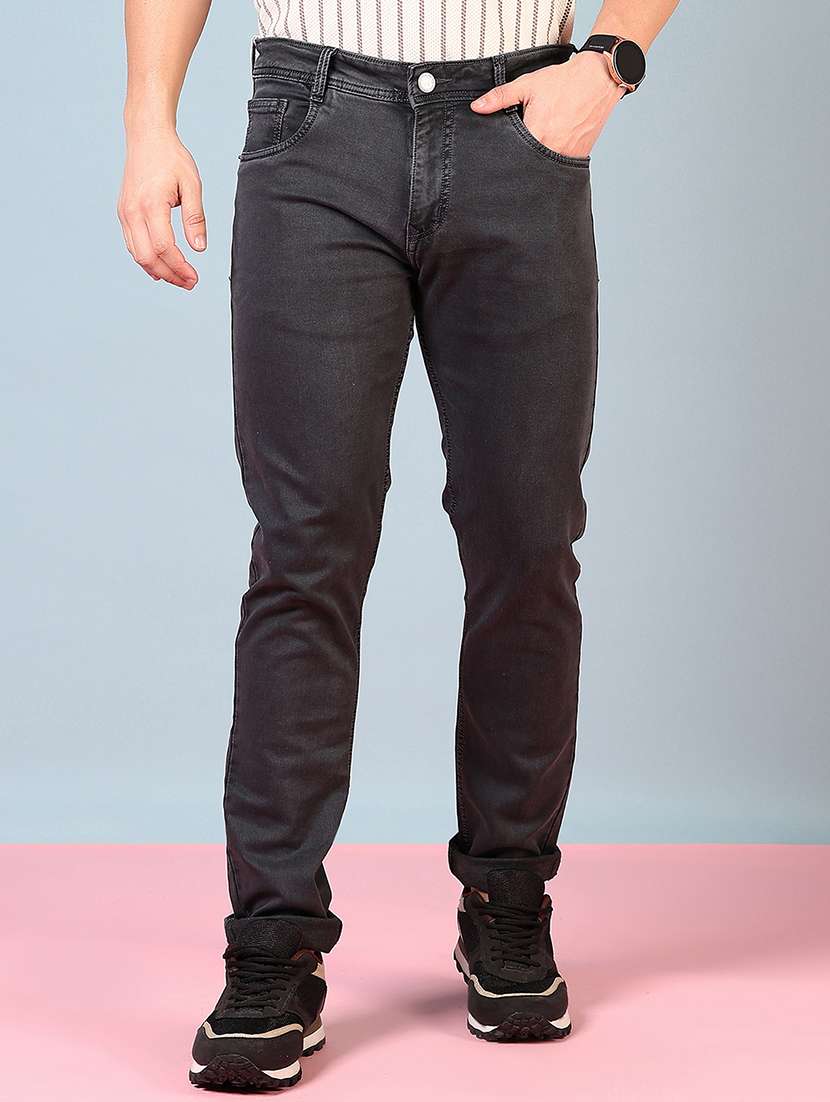 men solid mid rise slim fit jean