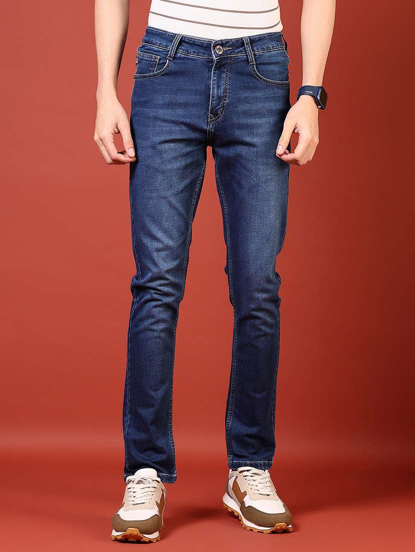 men solid mid rise slim fit jean