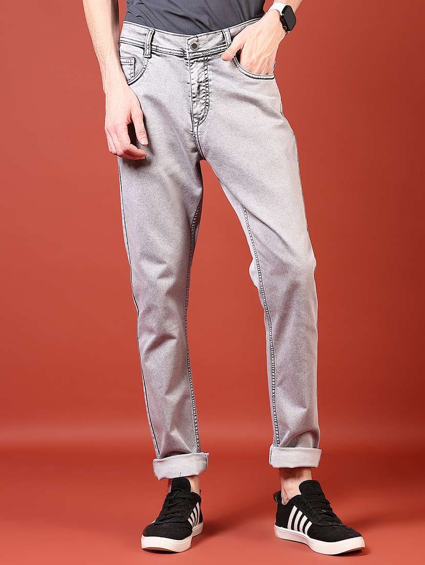 men solid mid rise slim fit jean