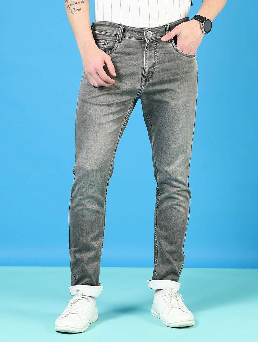 men solid mid rise slim fit jean