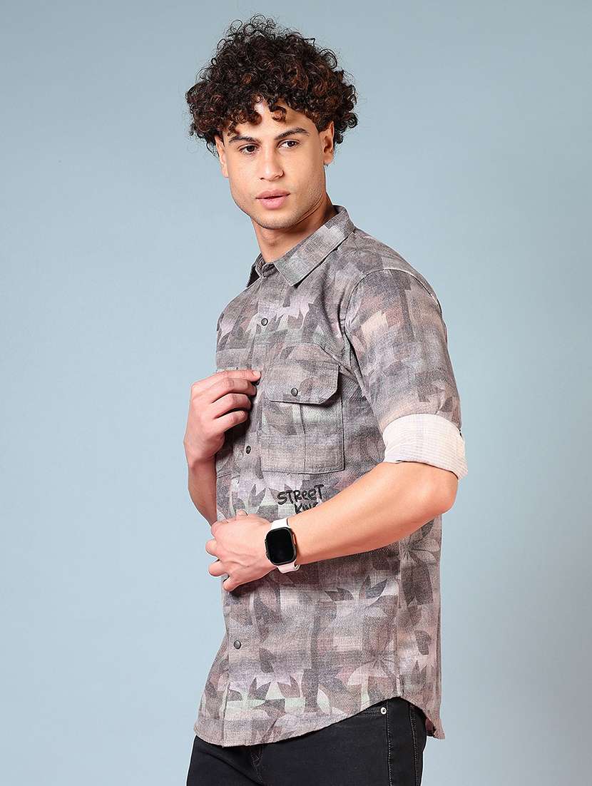 men printed long sleeve regular fit casual shirt - 21765905 -  Standard Image - 2