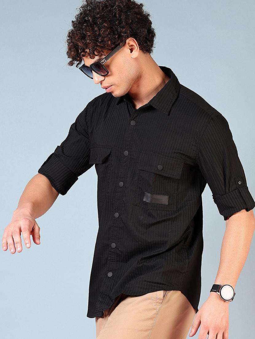 men solid long sleeve regular fit casual shirt