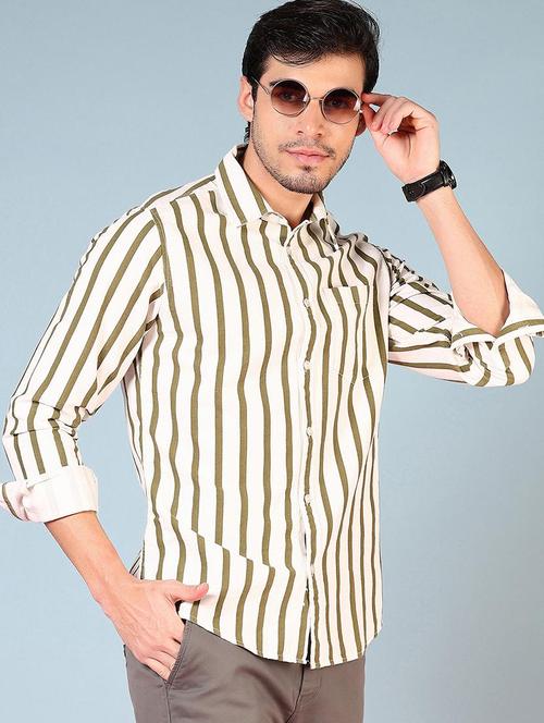 men striped long sleeve regular fit casual shirt - 21765940 - Standard Image - 0