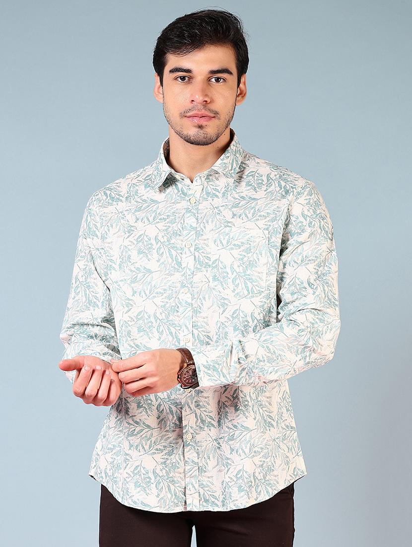 men printed long sleeve regular fit casual shirt