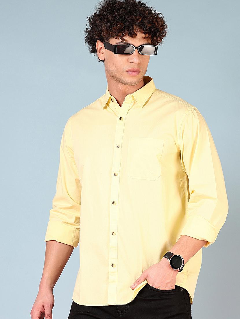 men solid long sleeve regular fit shirt